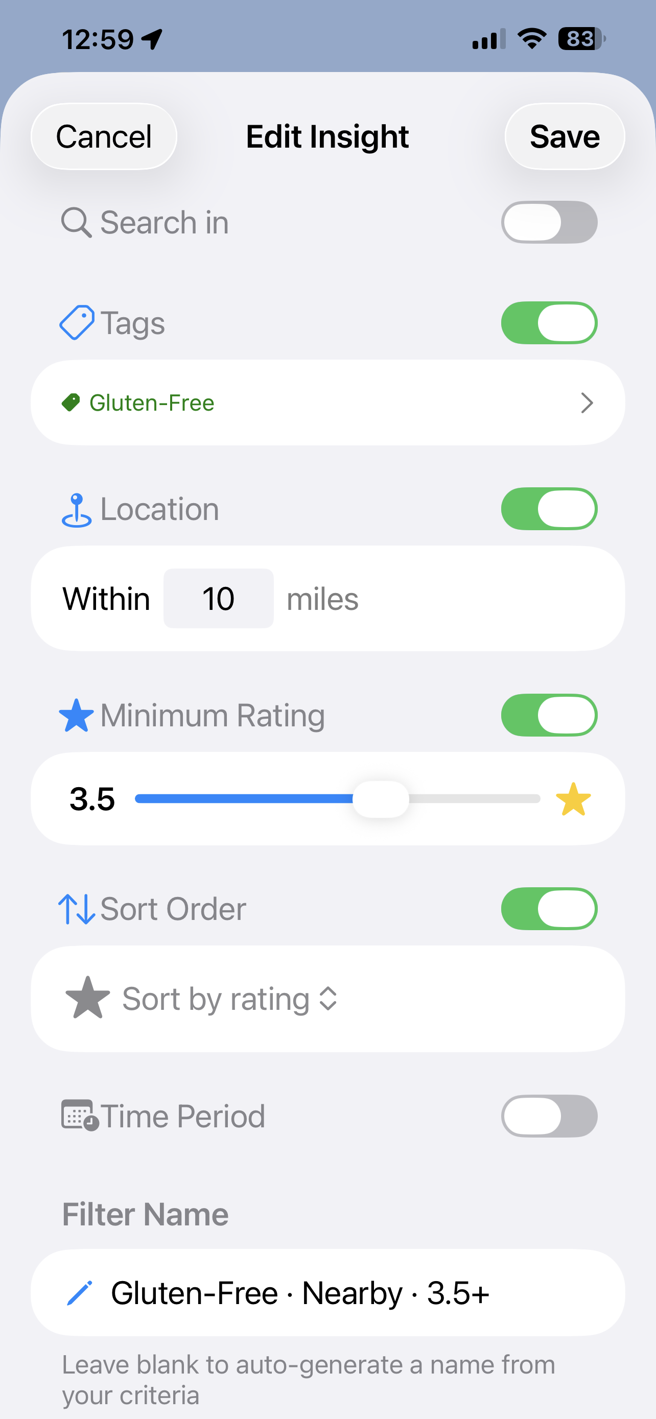 Building an Insight with filters